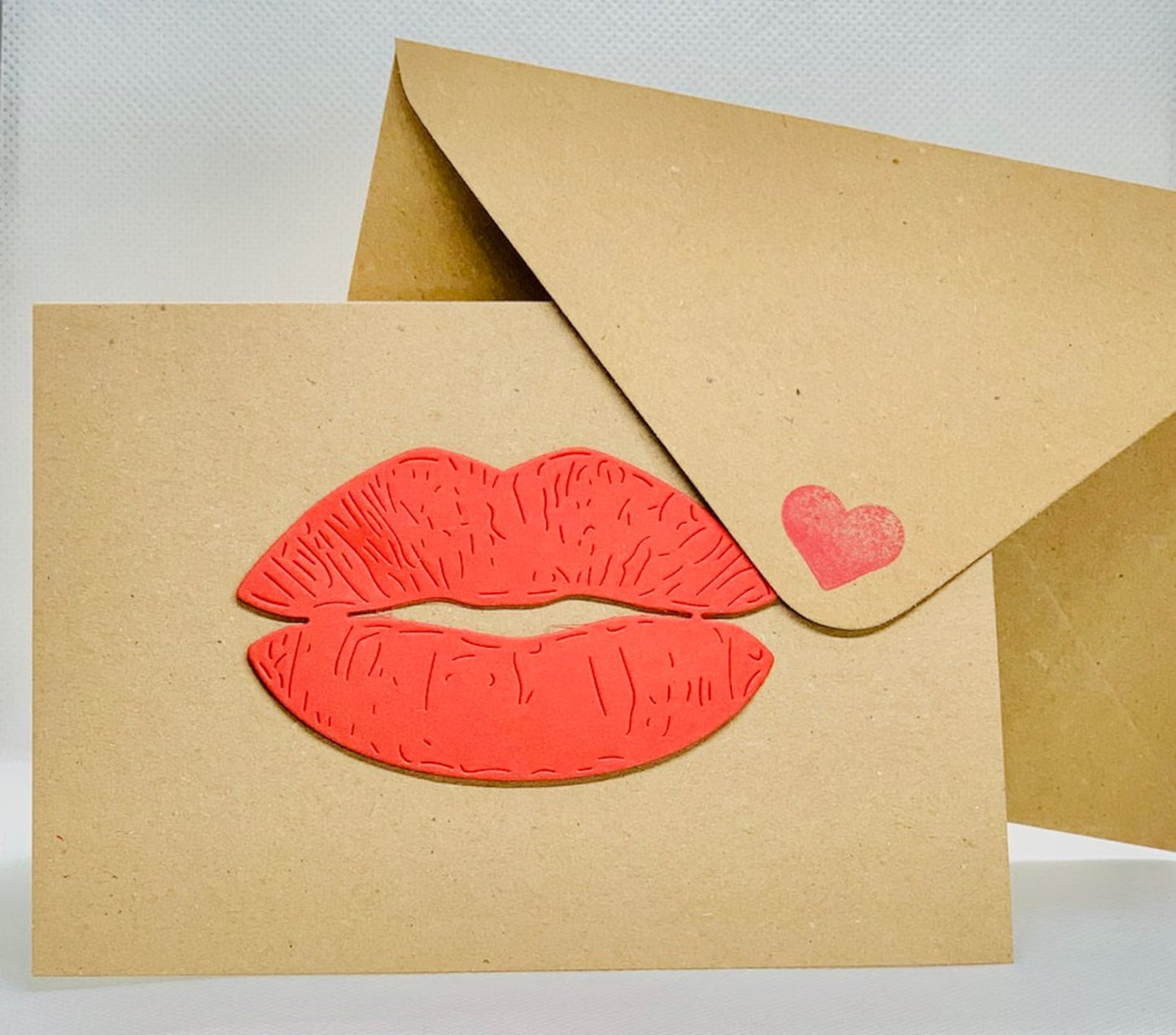 Big Red Lips On Card Greeting Card by ChrystalGrimleyDesigns
