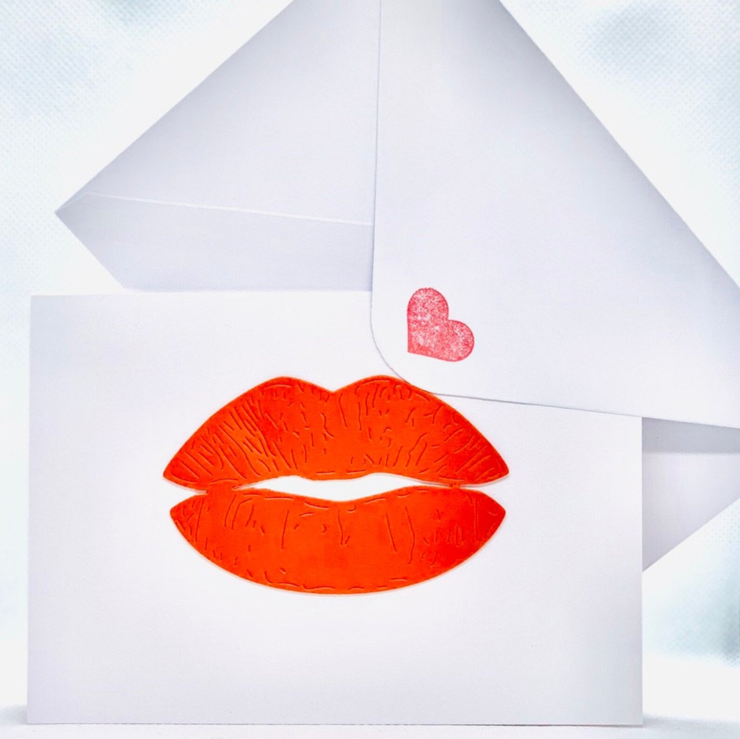 Big Red Lips On Card Greeting Card by ChrystalGrimleyDesigns