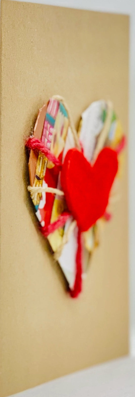 Collage Heart on Card Greeting Card by ChrystalGrimleyDesigns