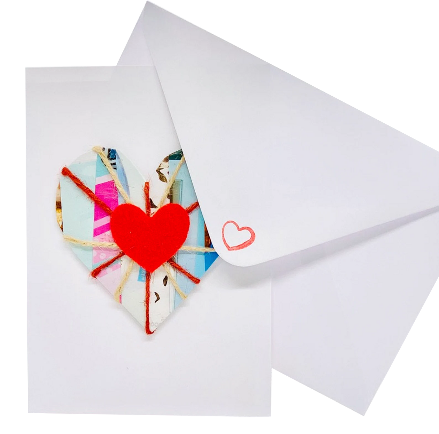 Collage Heart on Card Greeting Card by ChrystalGrimleyDesigns