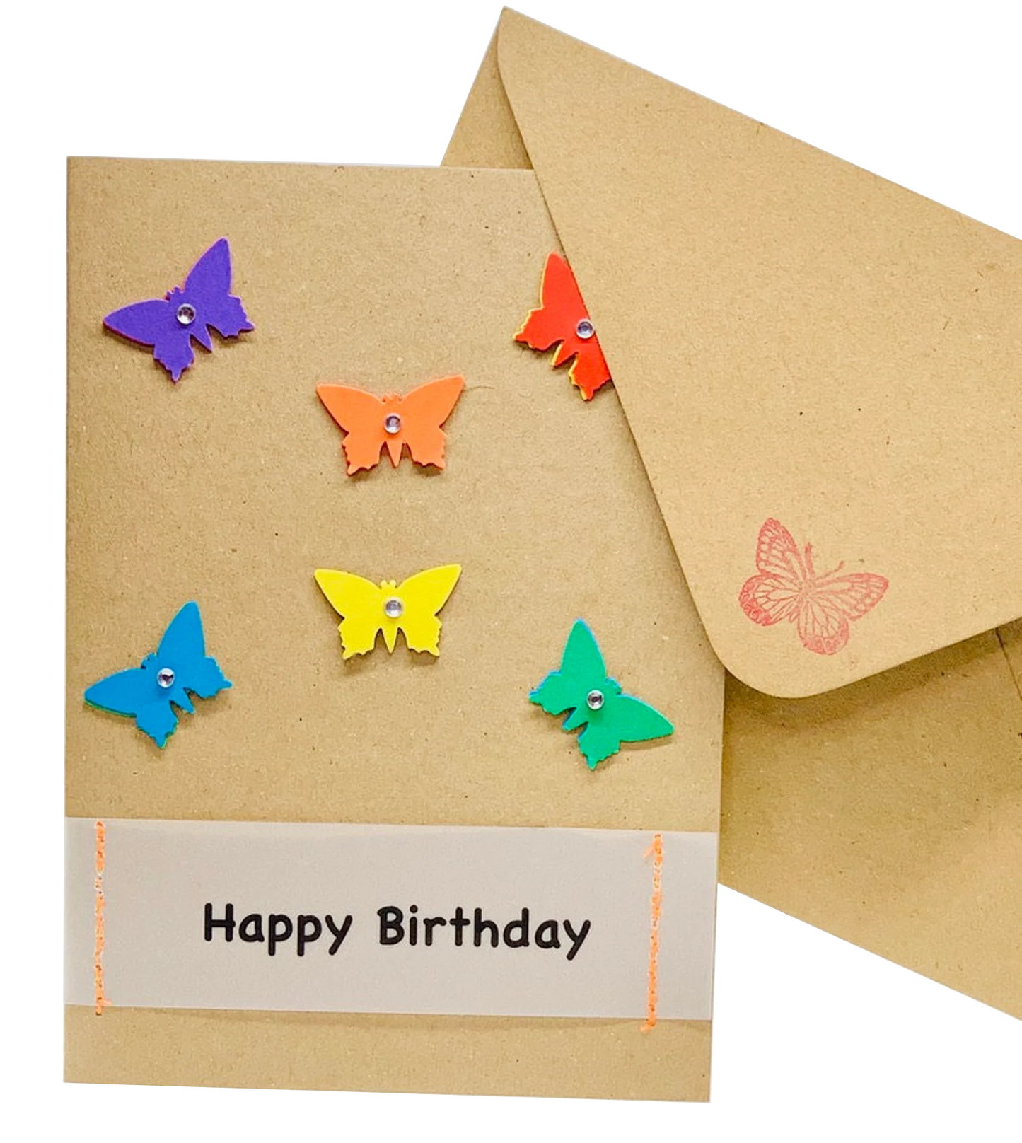 Happy Birthday Colourful Butterflies on Card Greeting Card by ChrystalGrimleyDesigns