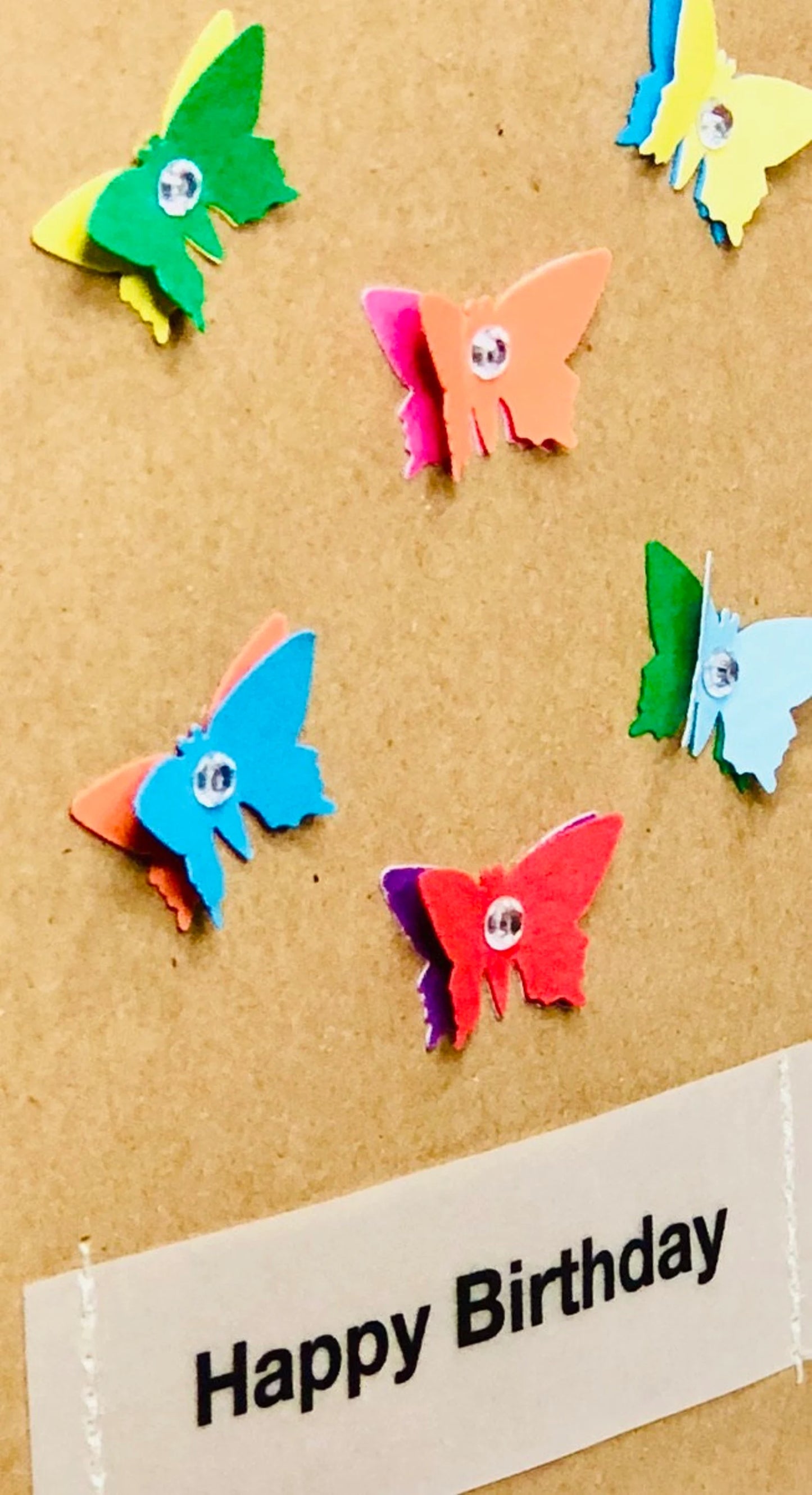 Happy Birthday Colourful Butterflies on Card Greeting Card by ChrystalGrimleyDesigns