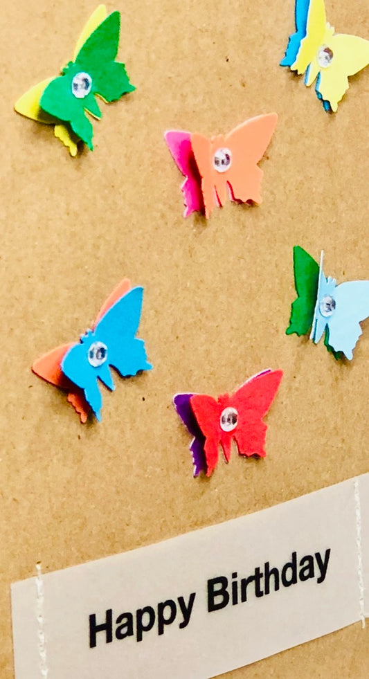 Happy Birthday Colourful Butterflies on Card Greeting Card by ChrystalGrimleyDesigns