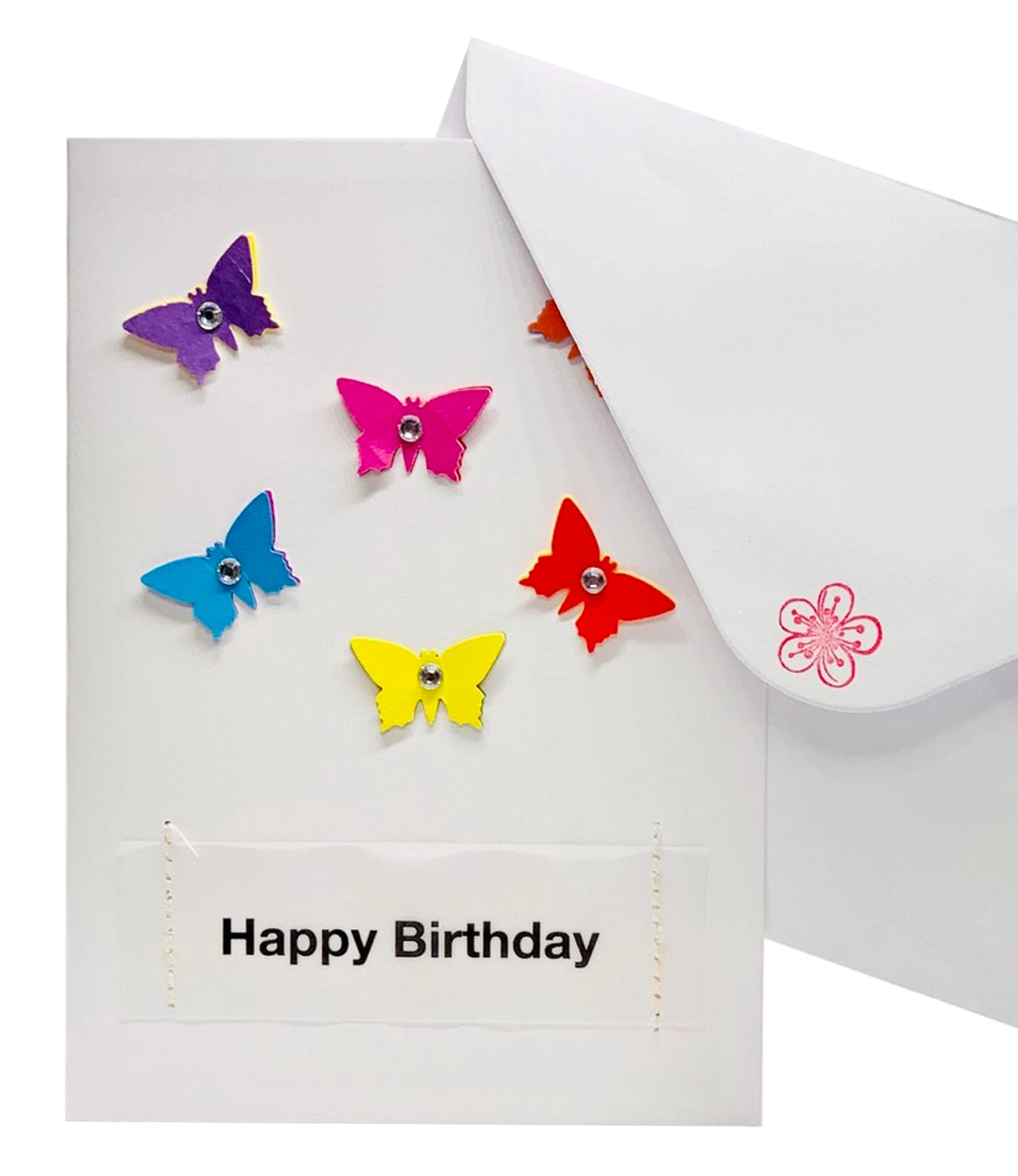 Happy Birthday Colourful Butterflies on Card Greeting Card by ChrystalGrimleyDesigns