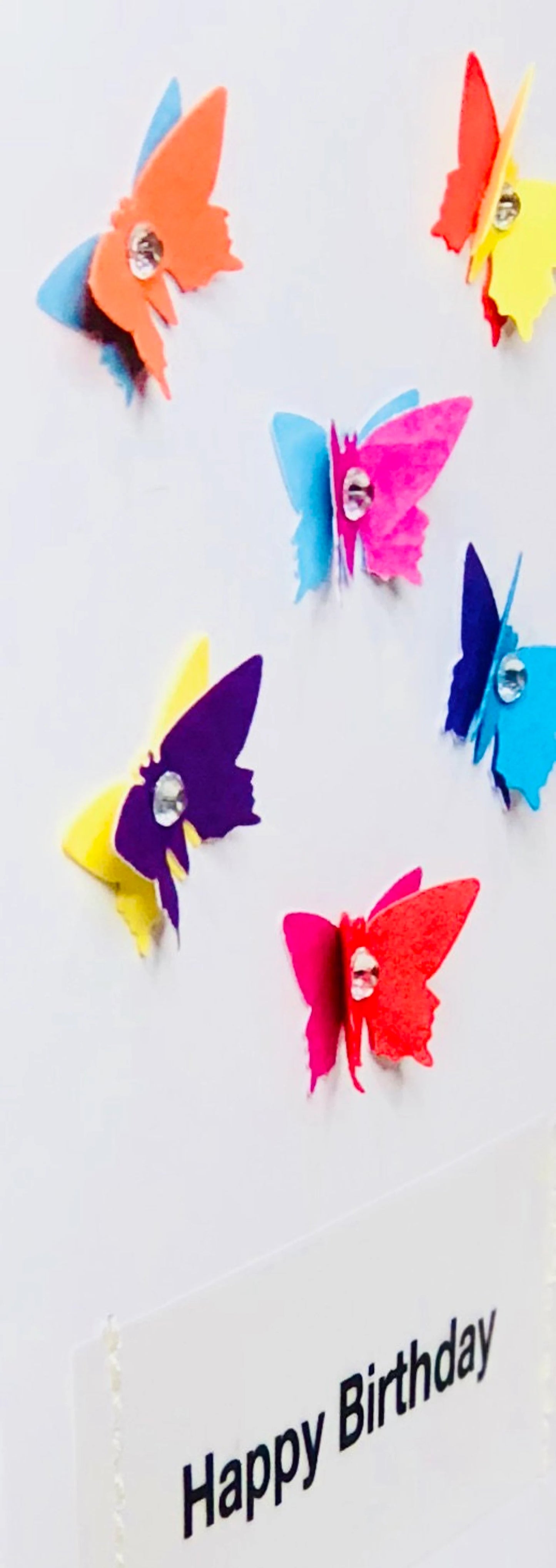 Happy Birthday Colourful Butterflies on Card Greeting Card by ChrystalGrimleyDesigns