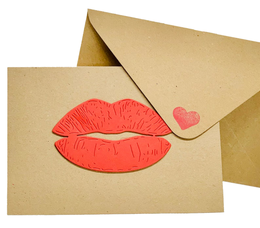 Big Red Lips On Card Greeting Card by ChrystalGrimleyDesigns