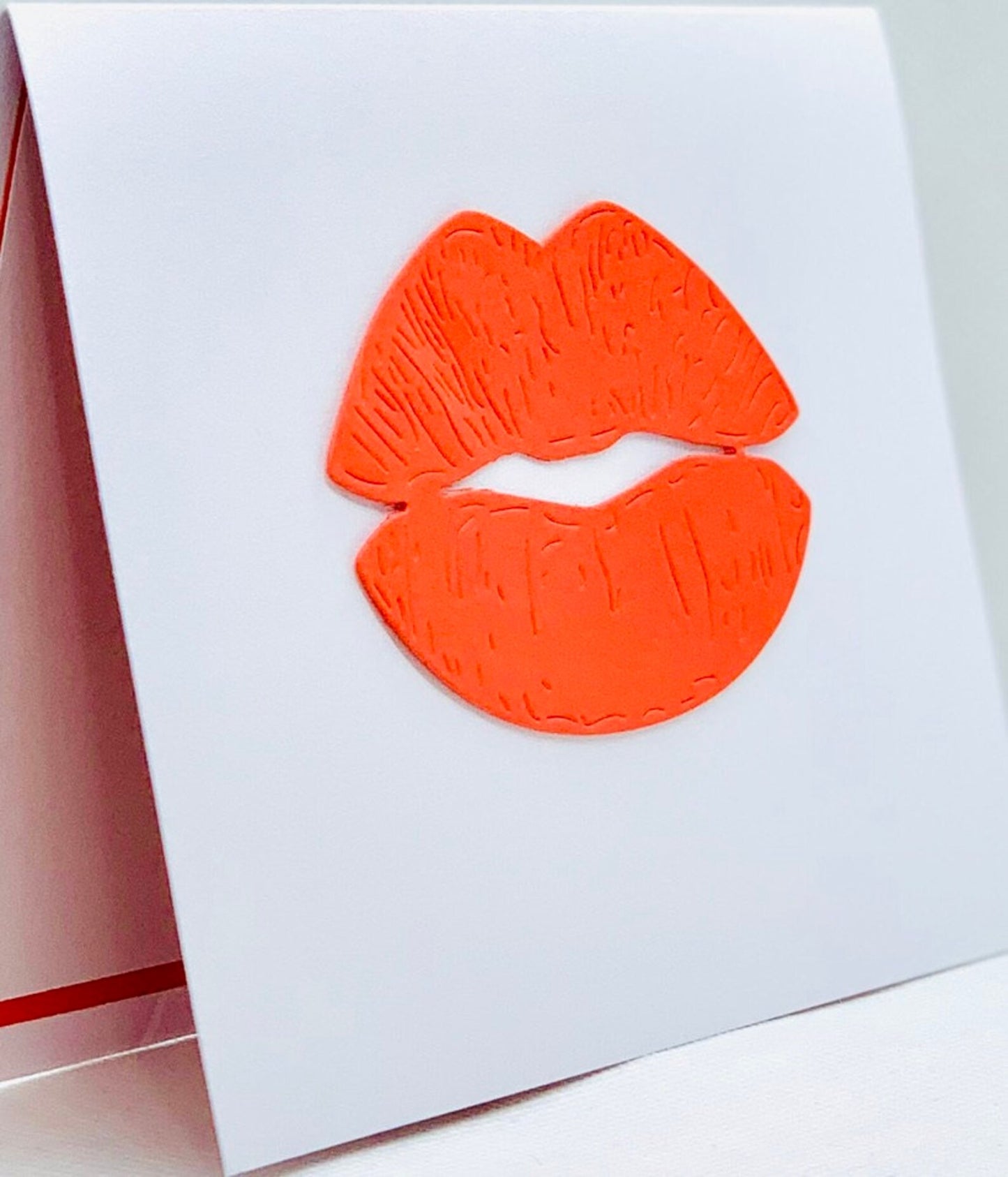 Big Red Lips On Card Greeting Card by ChrystalGrimleyDesigns