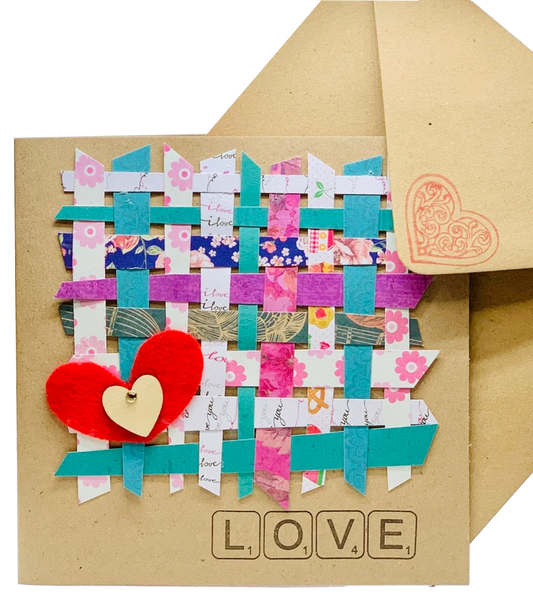 Hearts And Weave On Card Greeting Card by ChrystalGrimleyDesigns