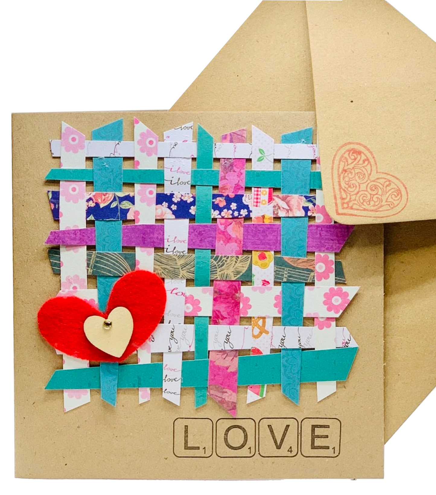 Hearts And Weave On Card Greeting Card by ChrystalGrimleyDesigns