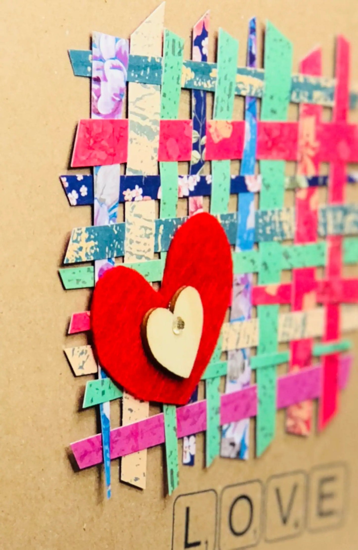 Hearts And Weave On Card Greeting Card by ChrystalGrimleyDesigns