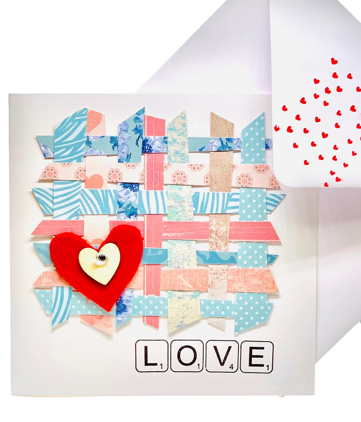 Hearts And Weave On Card Greeting Card by ChrystalGrimleyDesigns