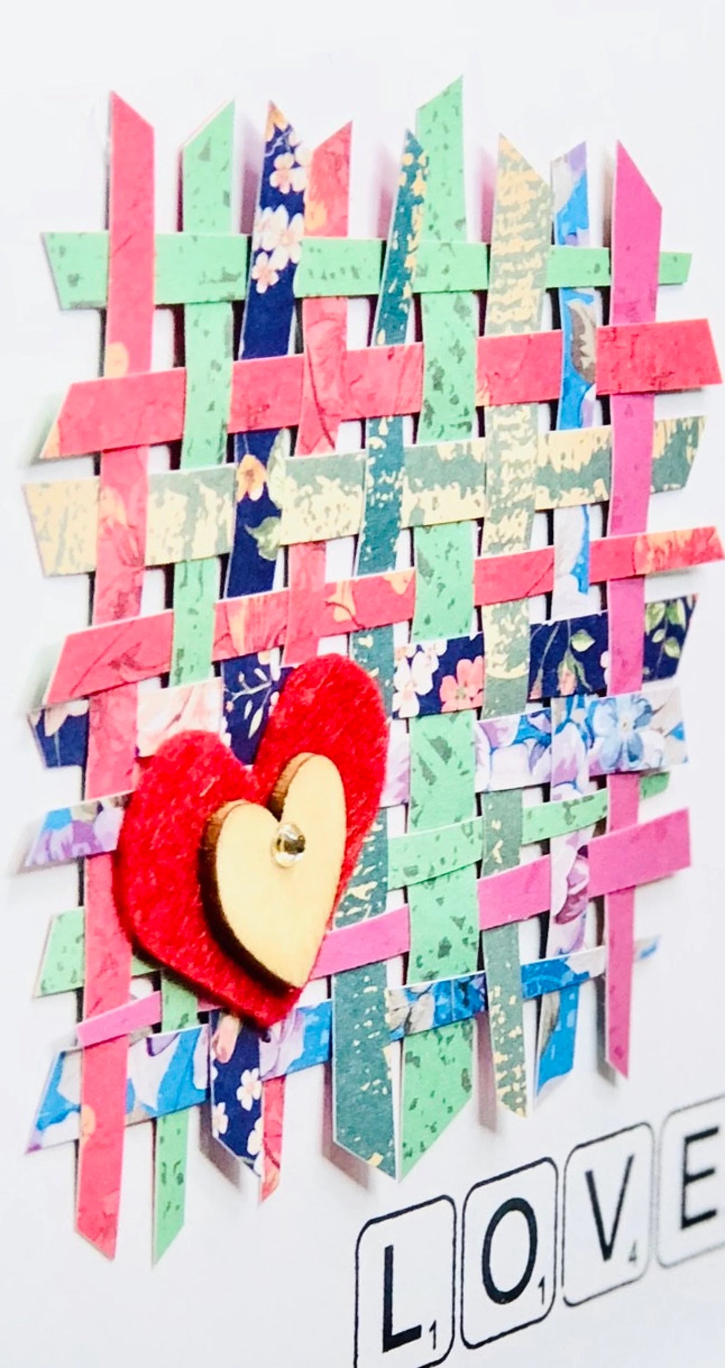 Hearts And Weave On Card Greeting Card by ChrystalGrimleyDesigns