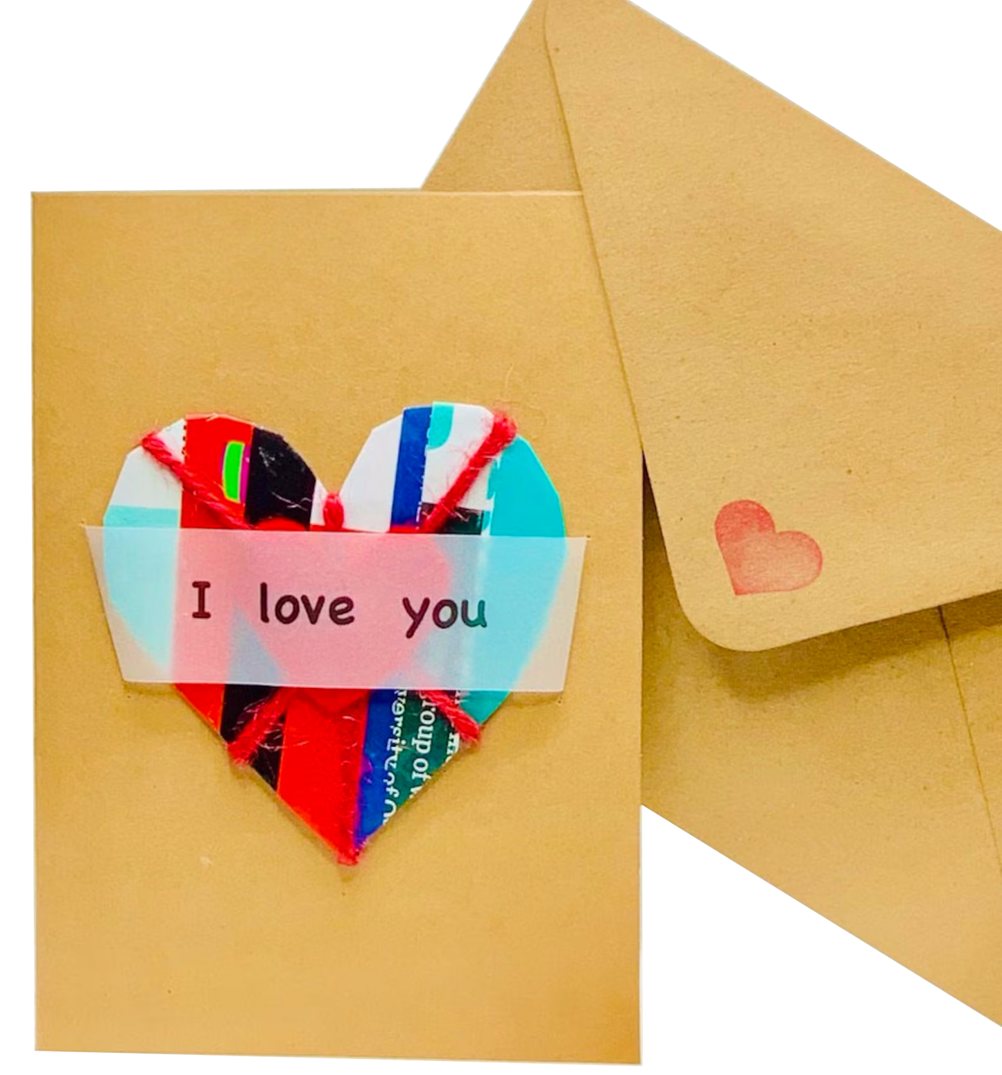 I Love You Collage Heart On Card Greeting Card by ChrystalGrimleyDesigns