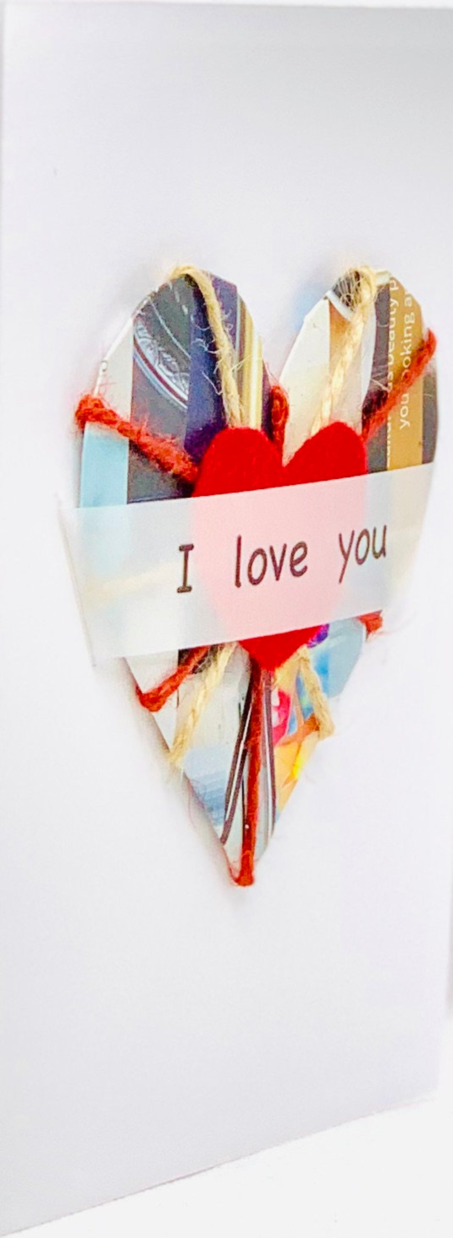 I Love You Collage Heart On Card Greeting Card by ChrystalGrimleyDesigns