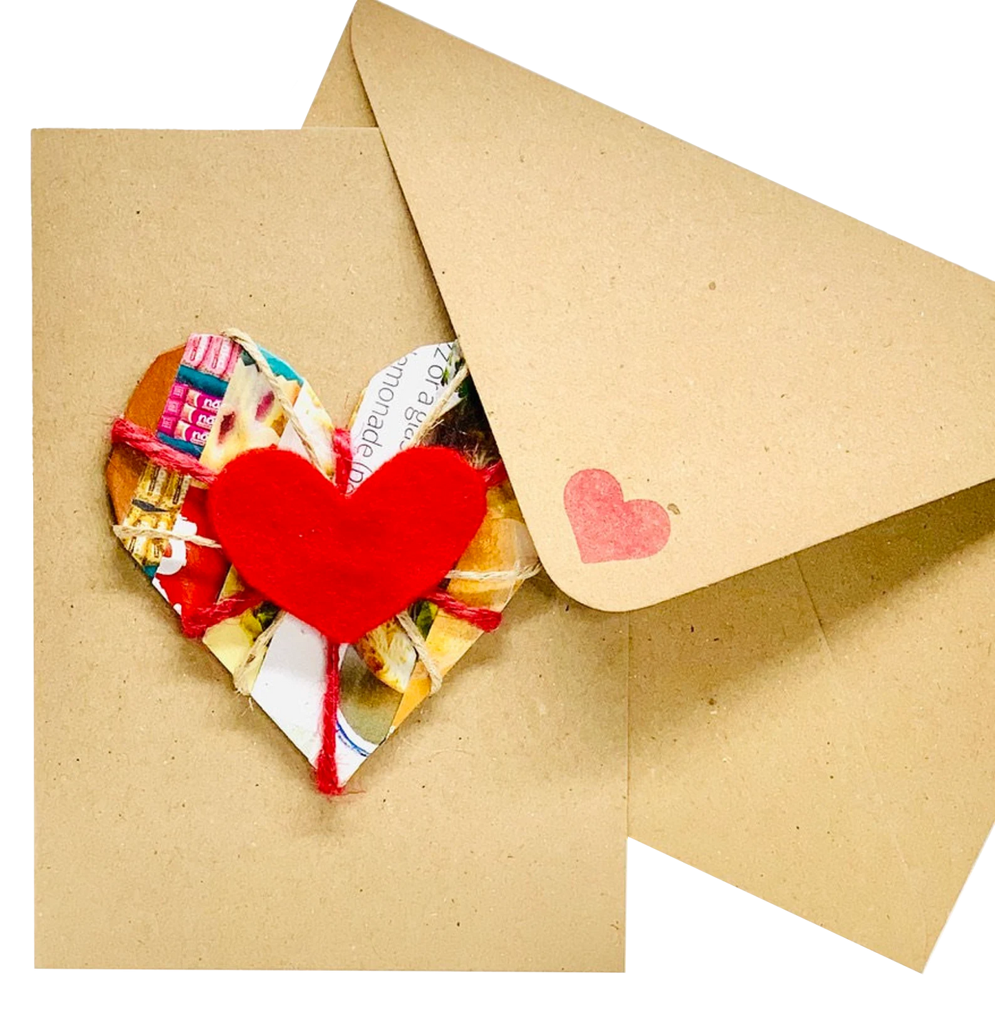 Collage Heart on Card Greeting Card by ChrystalGrimleyDesigns