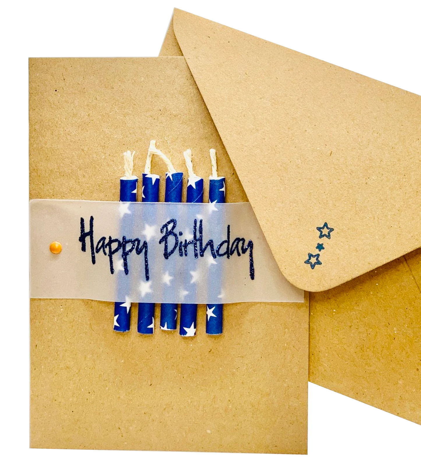 Happy Birthday Blue Candles on Card Greeting Card by ChrystalGrimleyDesigns