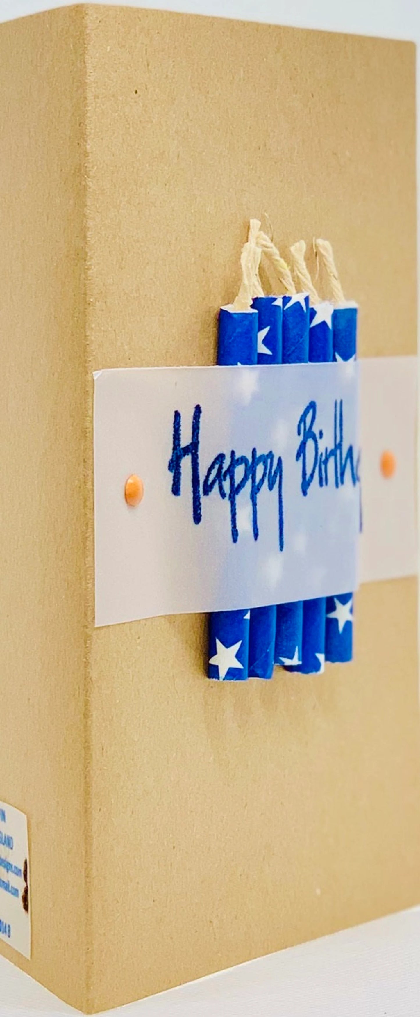 Happy Birthday Blue Candles on Card Greeting Card by ChrystalGrimleyDesigns