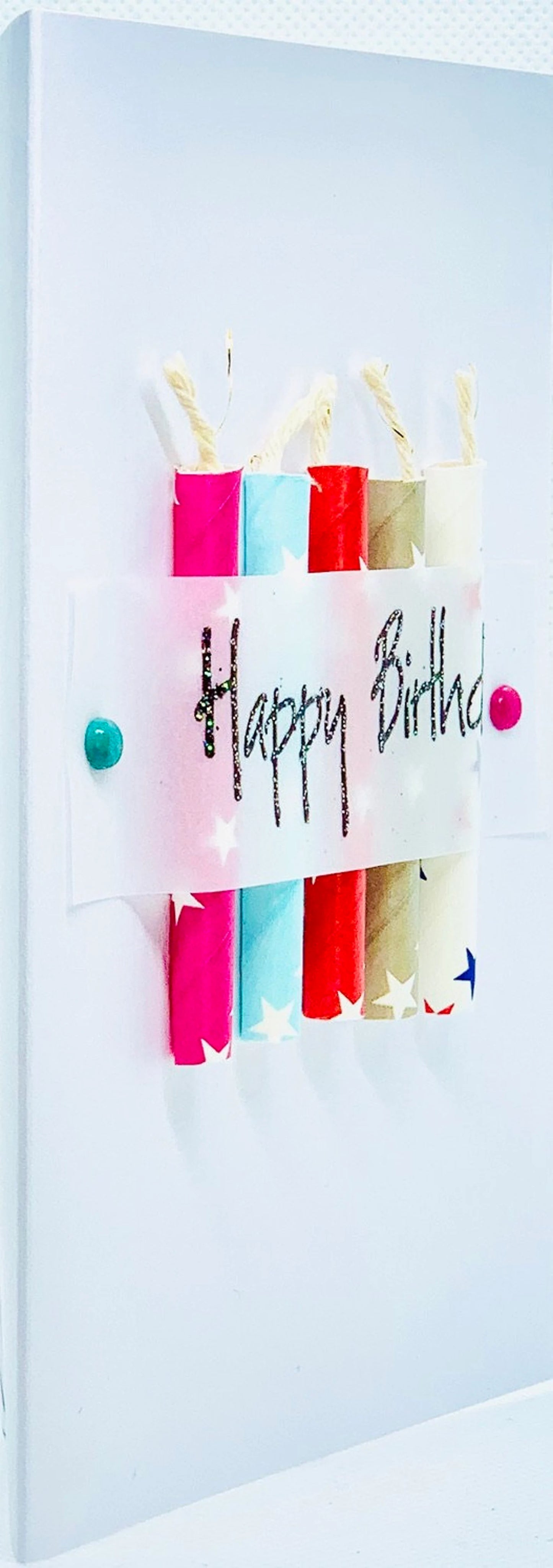 Happy Birthday Coloured Candles on Card Greeting Card by ChrystalGrimleyDesigns