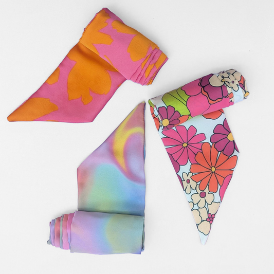 Vintage Style Bandana Headwrap Floral Print Skinny Scarf Flower Headband by FashionMeme