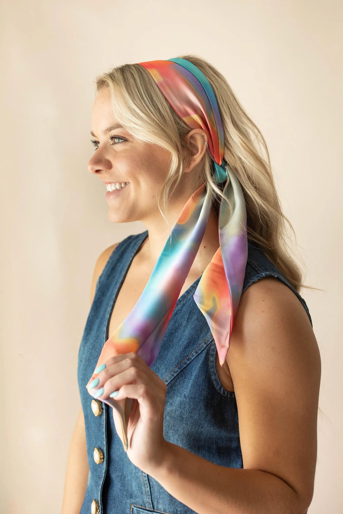 Vintage Style Bandana Headwrap Floral Print Skinny Scarf Flower Headband by FashionMeme