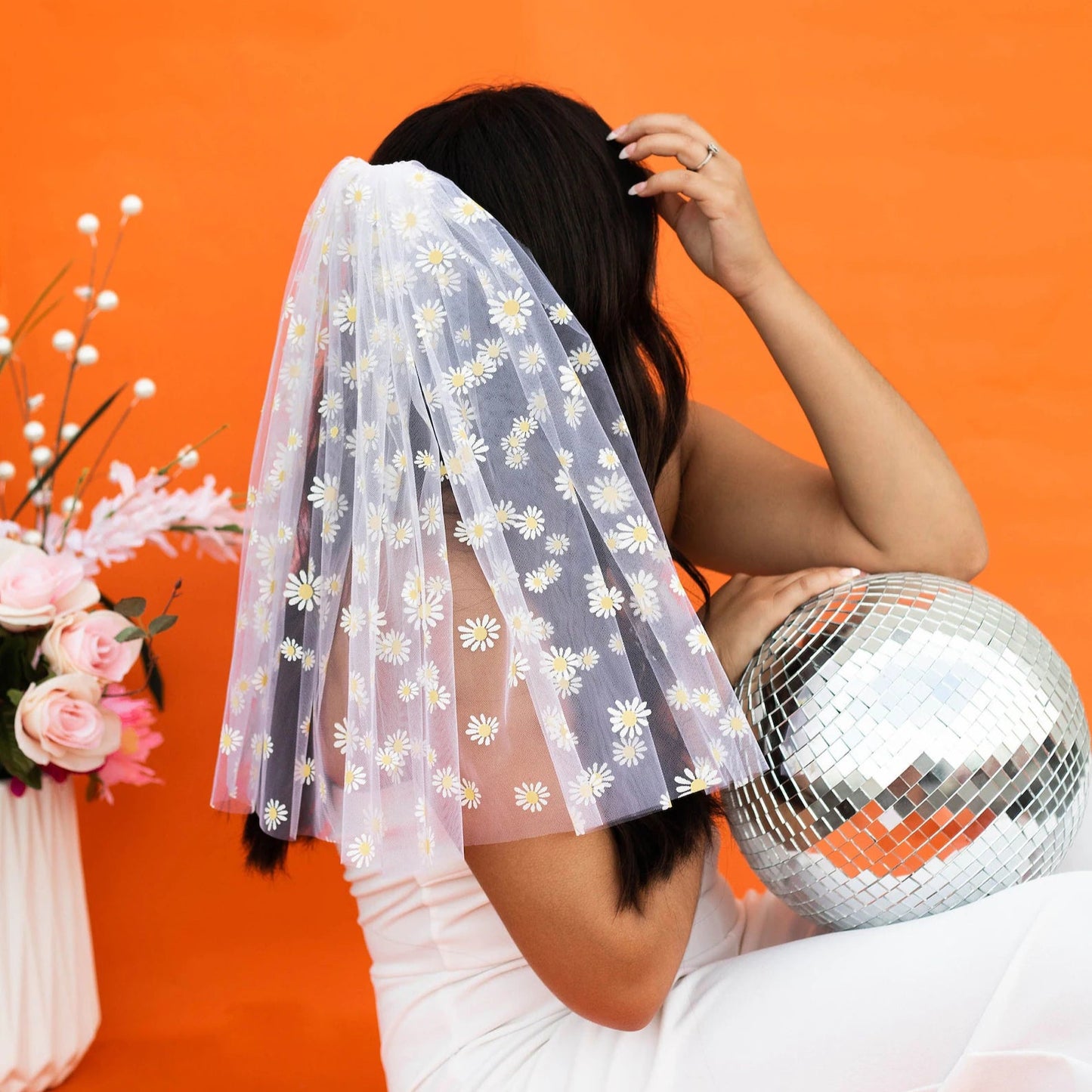 Short Bridal Veil Bachelorette White Tulle Wedding Accessories Unique Design by FashionMeme